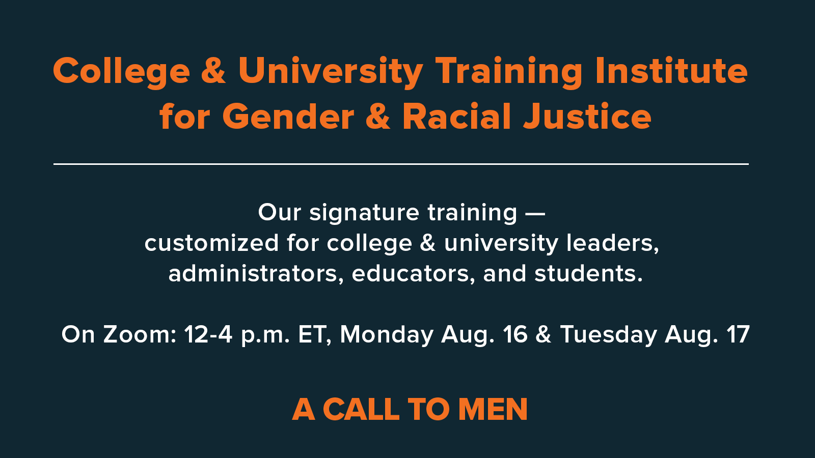 College & University Training Institute For Gender and Racial Justice